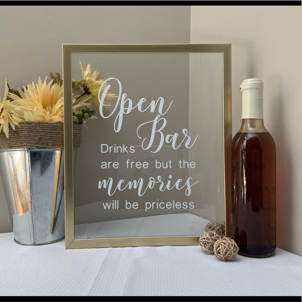 2 for $10 Open Bar Wedding Bar Sign Decal
